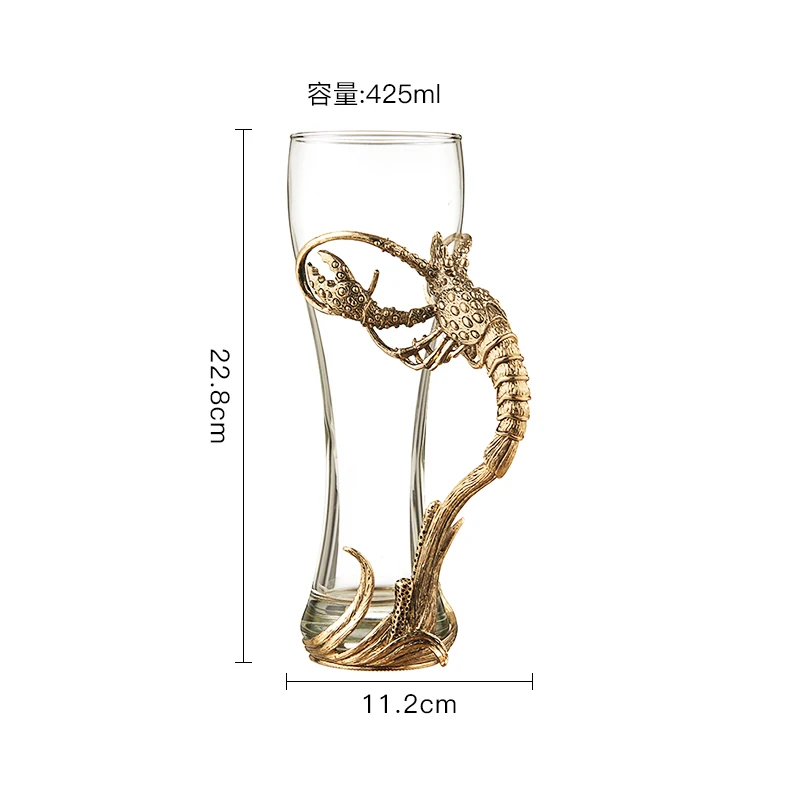 NOSHMAN Wholesale 475ml European Style Big Capacity Beer Football Festival Lobster Beer Drinking Glass Cups With Alloy Handle