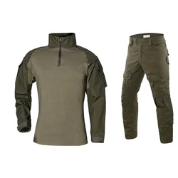 Мужская тактическая одежда с логотипом заказчика от производителя, комплект рубашки и боевых брюк, уличный военный костюм лягушки на молнии с длинным рукавом 1/4, униформа