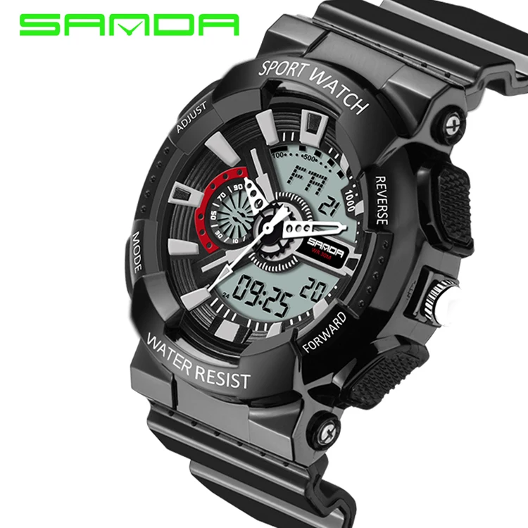  Sanda 799 1 Спортивные брендовые электронные часы цифровые мужские наручные белый стиль G военные водонепроницаемые для плавания
