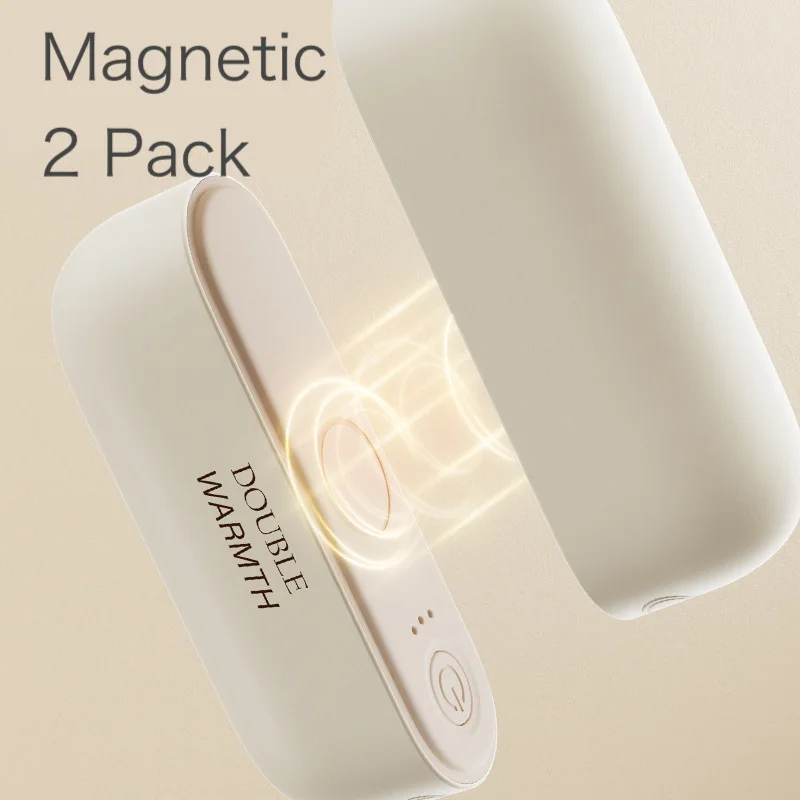 2024 New 2 in 1 Pocket Heater Mini Usb Hand Warmers 6000mah Portable 2 Pack Rechargeable Magnetic Hand Warmer for Men Women