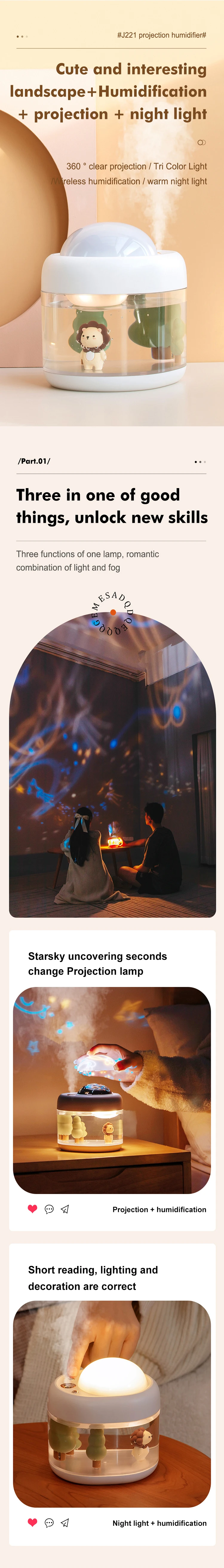 New Product Ideas 2021 Humidifier 500ml Colorful Night Light Cute Pink Humidifier