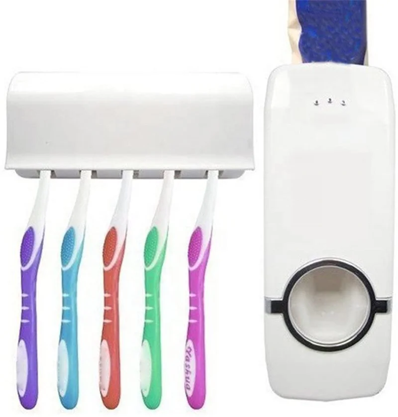Family Plastic Tooth-brushing Water Washing Teeth Cleaner Cup Automatic Toothpaste Dispenser with Toothbrush Holder