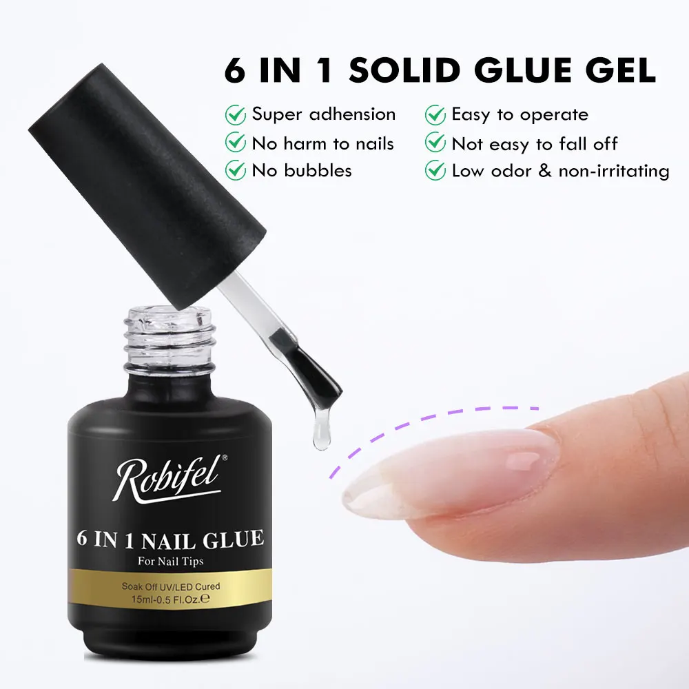 September sales 6 IN 1 Nail Glue Gel Private Label Nails Soak off Base Gel Top Coat UV Extension Custom Solid Gel Nail Glue