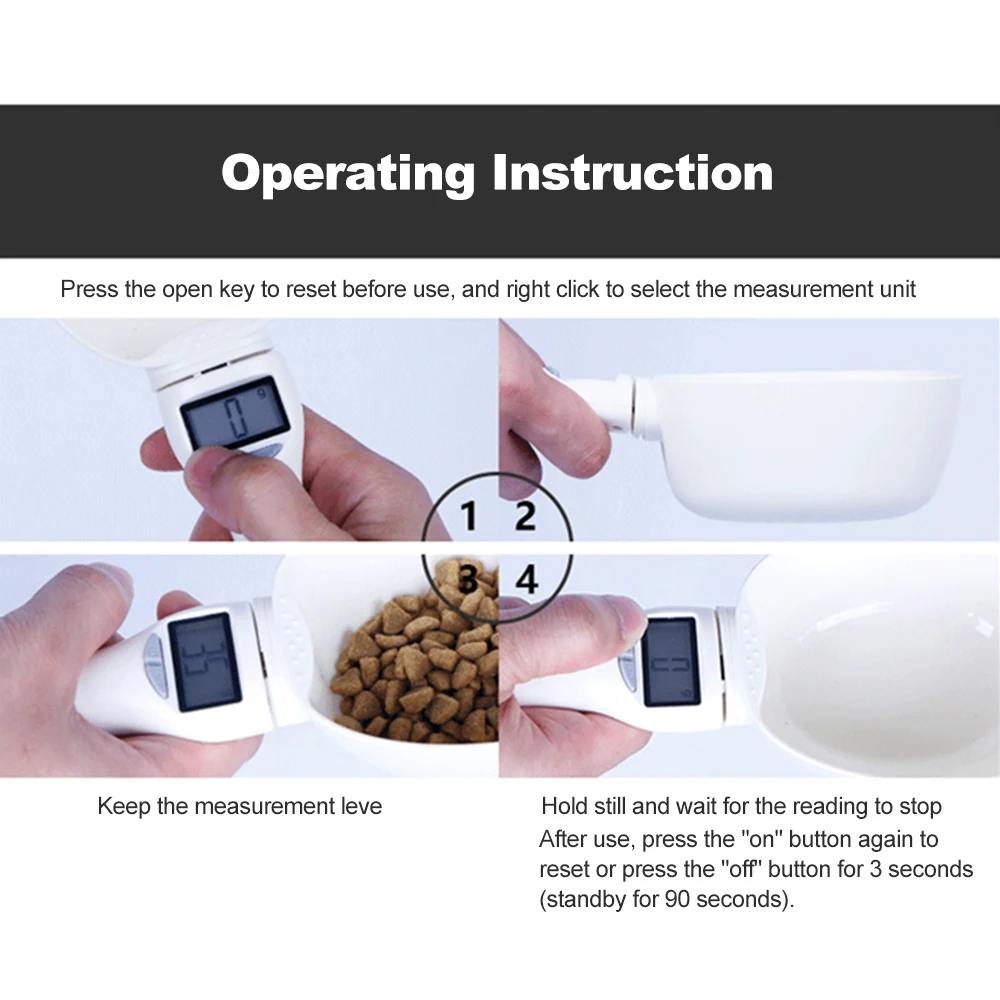 Цифровая портативная Съемная ложка для кормления собак Divtop, кухонные весы для еды домашних животных, электронная пластиковая мерная ложка