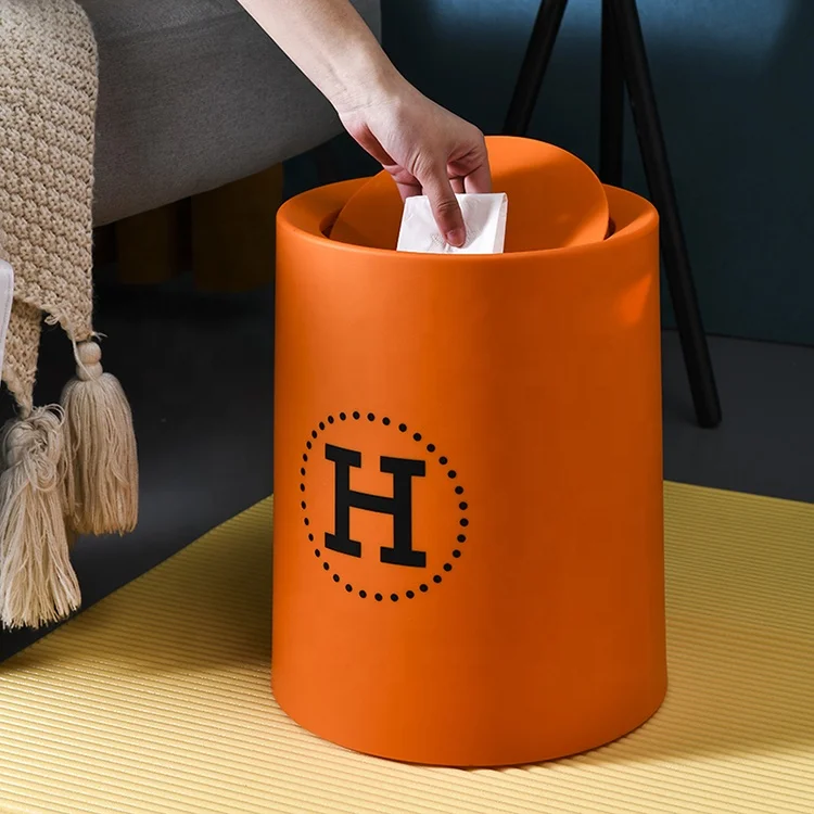 8l/12l Plastic Garbage Can Double Buckets For Home Storage Easy-to-use Round Trash Can For Kitchen Office Hotel Bedroom Family