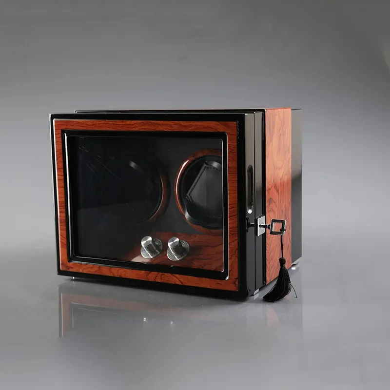 Piano Lacquer 2 Slots Japanese Mabuchi Motor Watch Boxes Case Automatic Watch Winder With Led Light