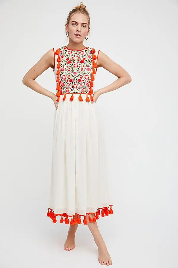
Wholesale Fashion Apparel embroidery floral bohemia tribal Maxi Women cotton party elegant Casual Dress 