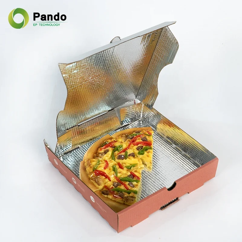 Original pizza packaging boxes insulation aluminum film corrugated takeaway custom printed pizza box with logo