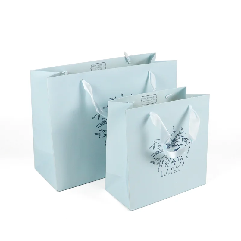 Crown win luxury blue gift wrapping paper bags wedding packaging with your own logo kraft package bolsa de carton art paper bag