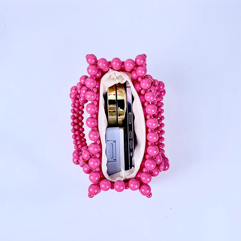 2024 Wholesale Clutch Handbag New Handmade Ladies Acrylic Crochet Woven Beaded Pearl Bags