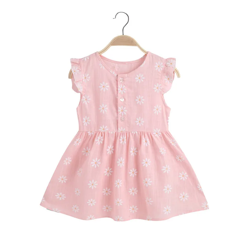 Hot Sell Summer Sleeveless Girls Dresses Kids Clothing Mini 100% Cotton Freshness Children Wear Baby Dress