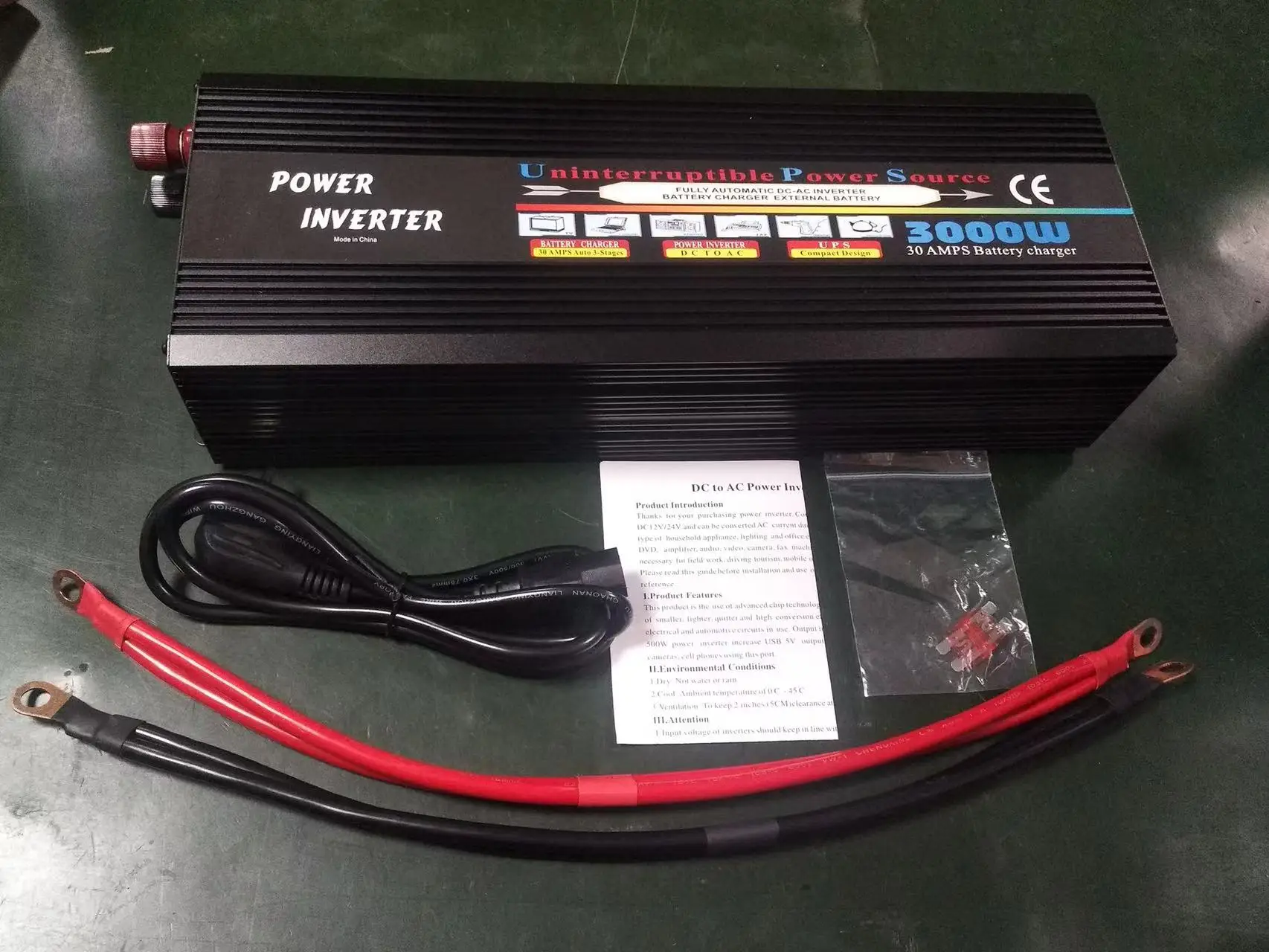 3000W 12VDC 220VAC Modified Sine Wave Inverter With AC Charger/Battery Charger/UPS Function DC to AC