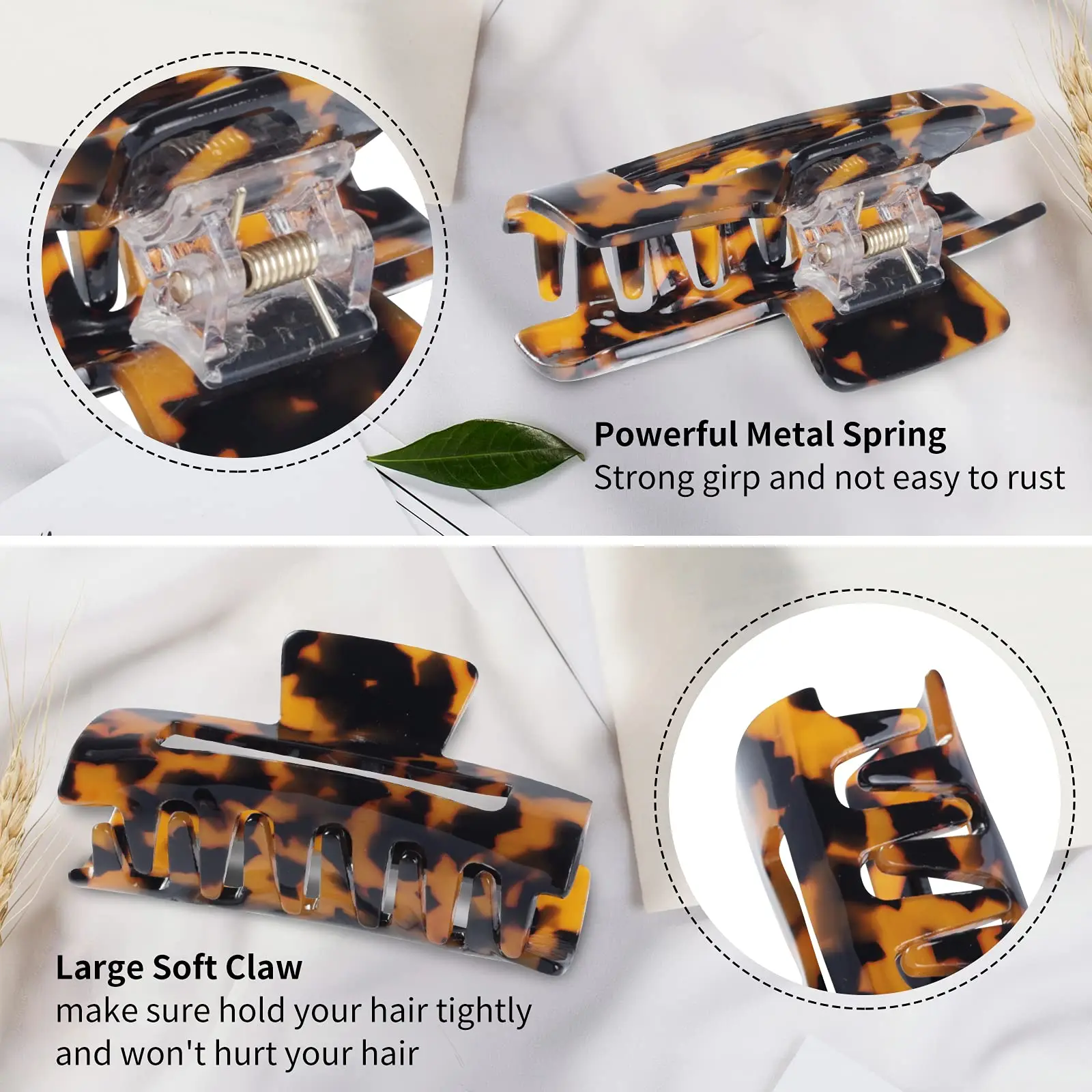 Multi-Color Large Hair Claw Clips Banana Tortoise Shell Barrettes Celluloid French Leopard Print Hair Jaw Clips for Women