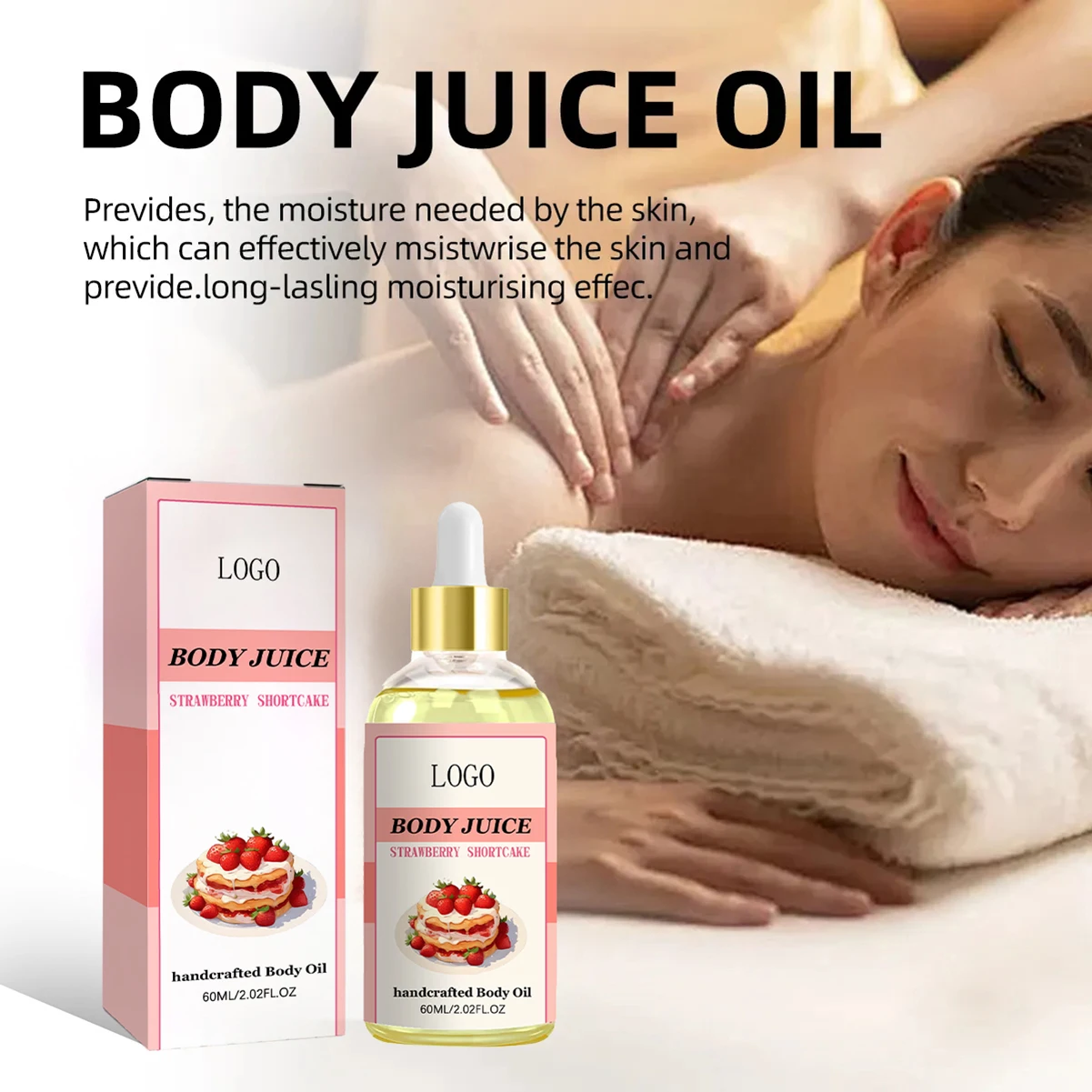 Small order custom organic body oils wholesale strawberry shortcake body juice oil