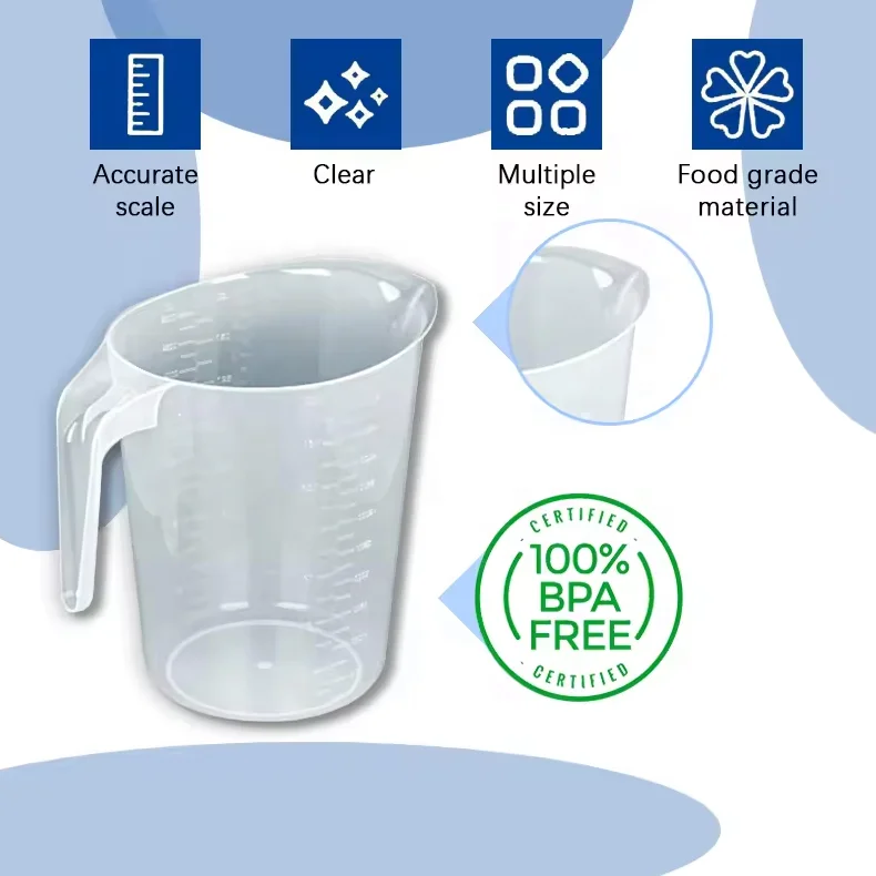 Restaurant Kitchen Bakery Supplies Food Grade Plastic Polypropylene PP Measuring Cup with Cover