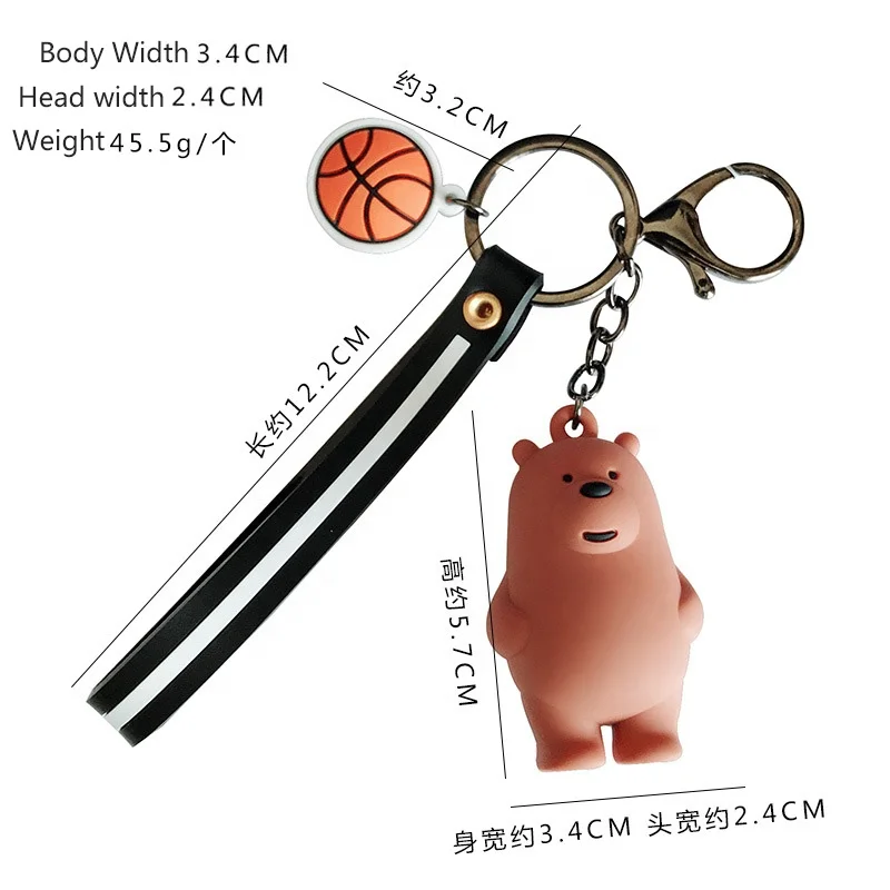 
Wholesale Creative Couple Keyring 3D Solid Doll Cute Cartoon Character We Bare Bears Keychain 