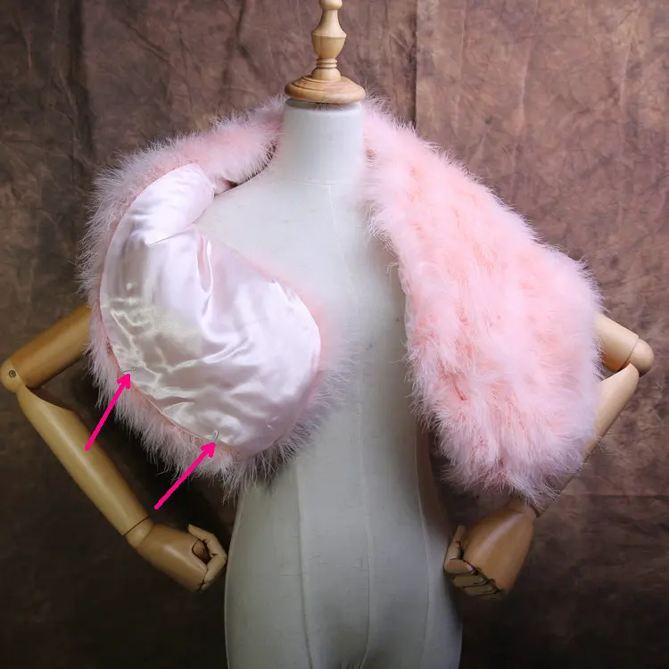 
Custom ostrich feather cape tippet red bride wedding dresses fur shawl scarf 