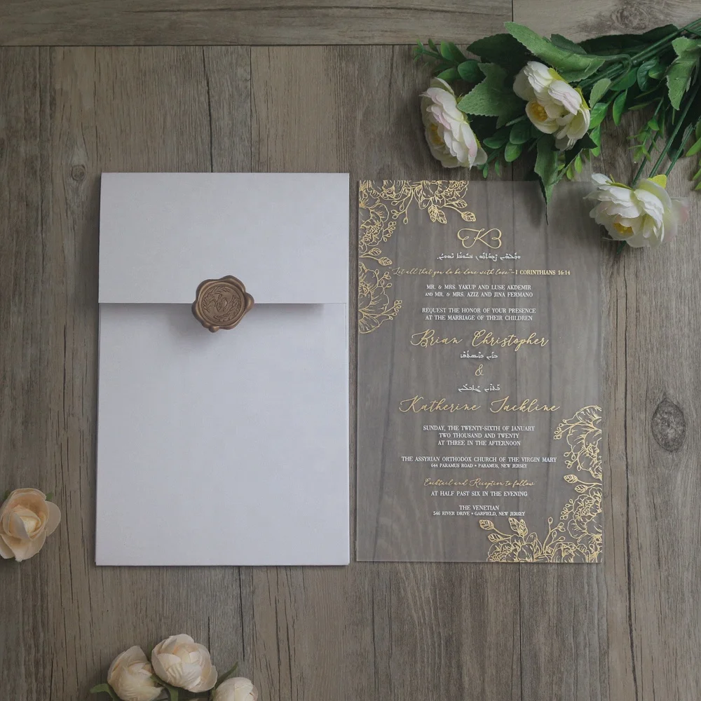 Cheap Price Hollow flower  Marriage Invitation Card with Pocket Envelope custom acrylic birthday invitation cards menu cards