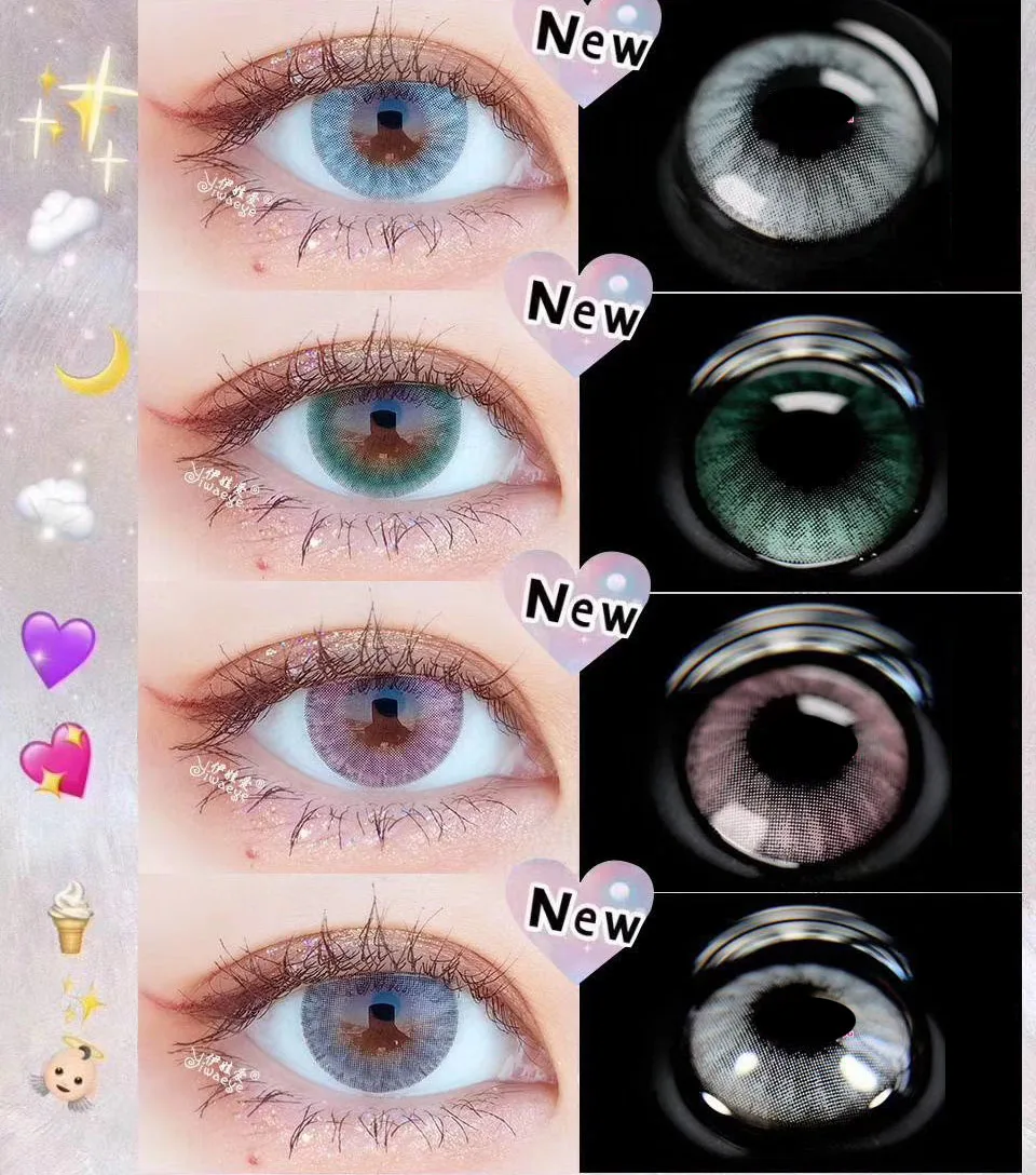 taoqihou 2pcs/pair with Power Degree Colored Contact Lenses Ice Dew Cosmetic Soft Natural Color Contact Lens for eyes