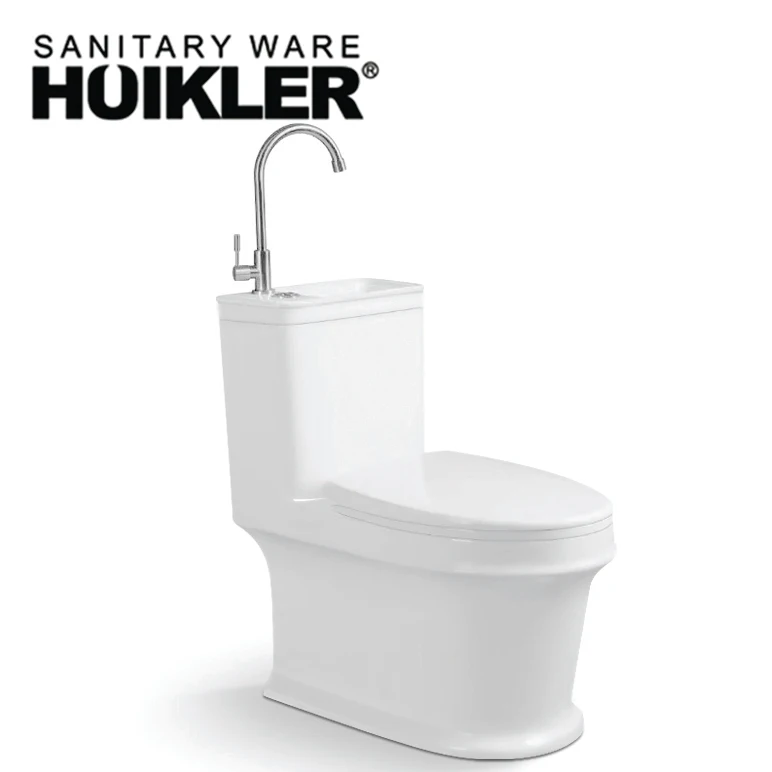 2in1 Combo Combination Toilet & Sink Together Wash Basin Bathroom Wc Space Saving Unit With Tap And Thick Closing Toilet Seat