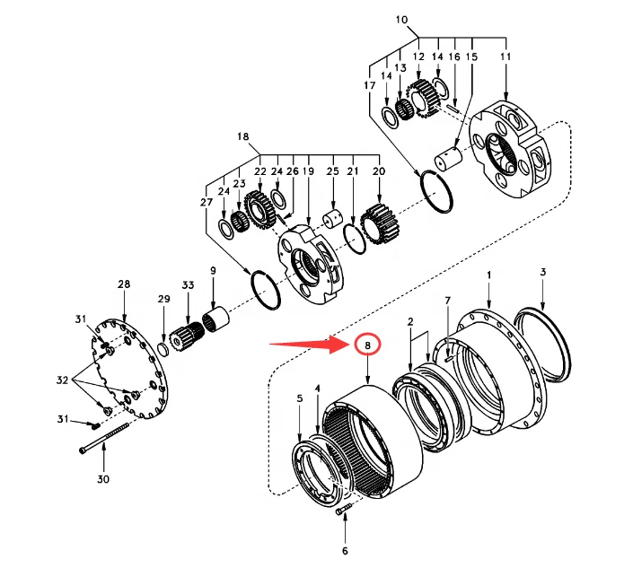 EXCAVATOR GEAR PARTS SA7117-30190 7117-30190 SA711730190 TRAVEL GEARBOX GEAR RING FOR EC210B EC210C EC180B EC160B