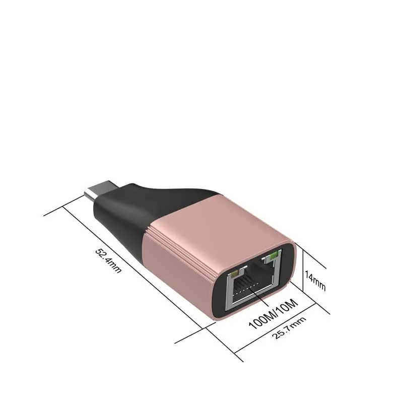 Type C to RJ45 Megabit Network Hub Converter Lan Ethernet Adapter USB C to Ethernet Adapter