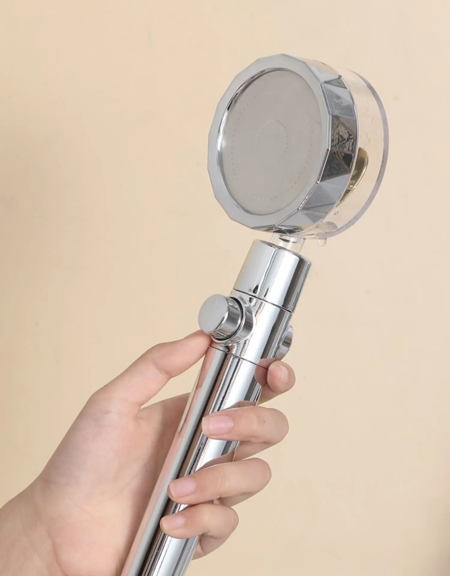 Holmine High Pressure Spray Nozzle Turbocharged Shower Head 360 Degrees Rotating Ionic Filter Handheld with fan Shower Head