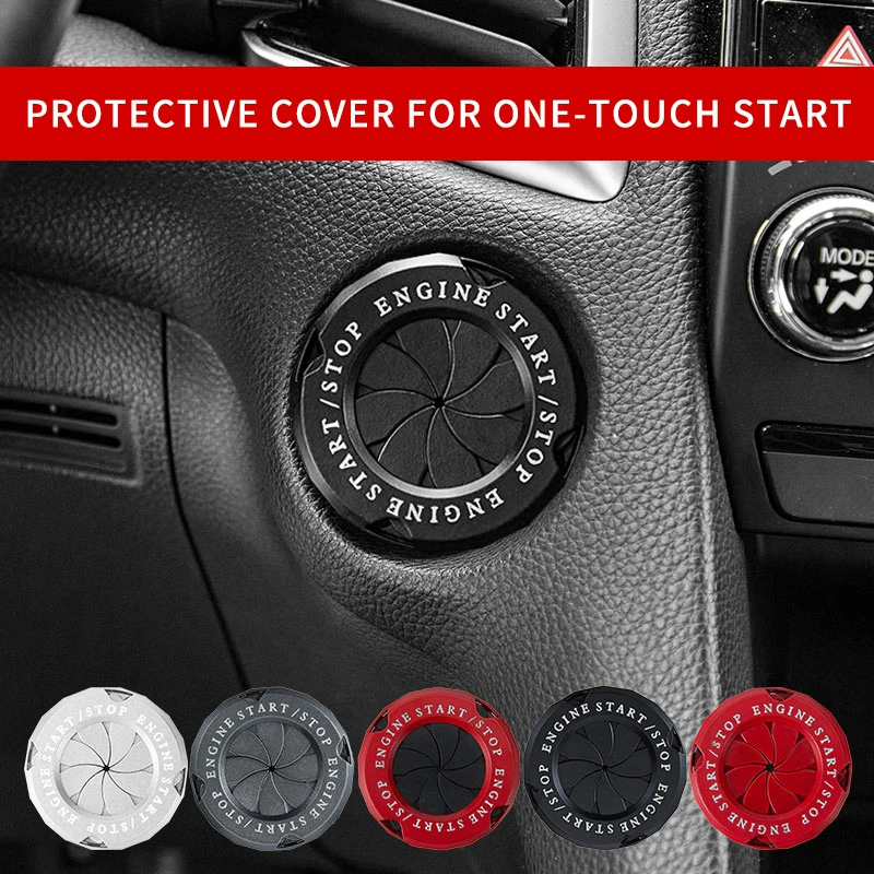 Car interior modification one key start button ignition switch rotary cover motorcycle starter ring car accessories