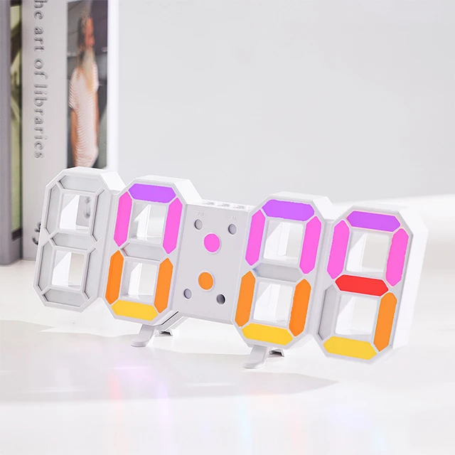 digital wall clock home decor color changing calendar temperature 3d table intelligent electronic rgb digit clock