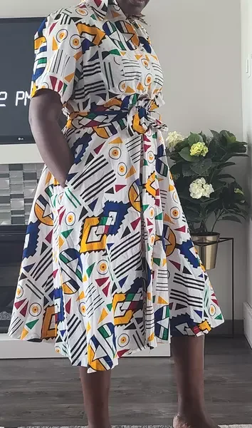 Wholesale Africa Print Women Clothing  Half Sleeve Button Up Shirt Dress Africa Casual Ankara Waxed Casual Front Slit Midi Dress