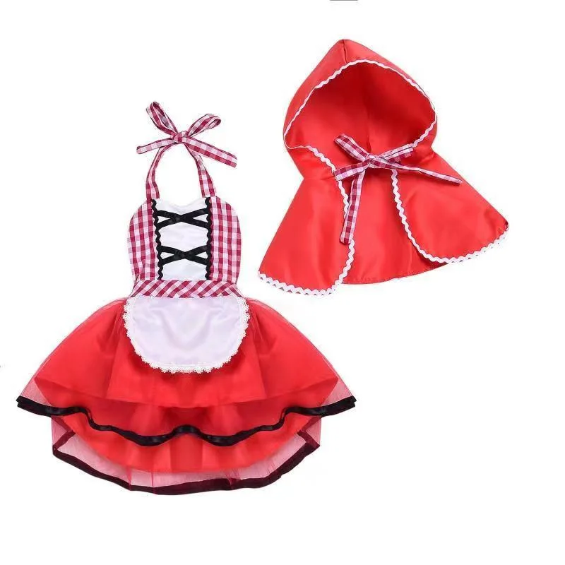 Little Red Riding Hood Costume for Girls Cape and Dress Costume for Kids Girls Lil Red Riding Hood Child Costume
