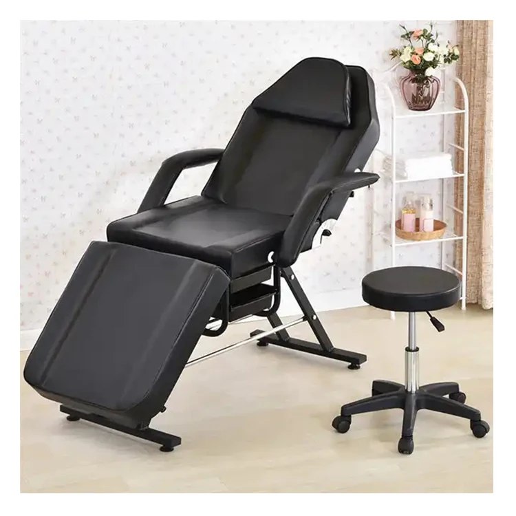 Height Adjustable Professional Aesthetic Salon Furniture Recliner Portable Manual Foldable Massage Beauty Bed Chair