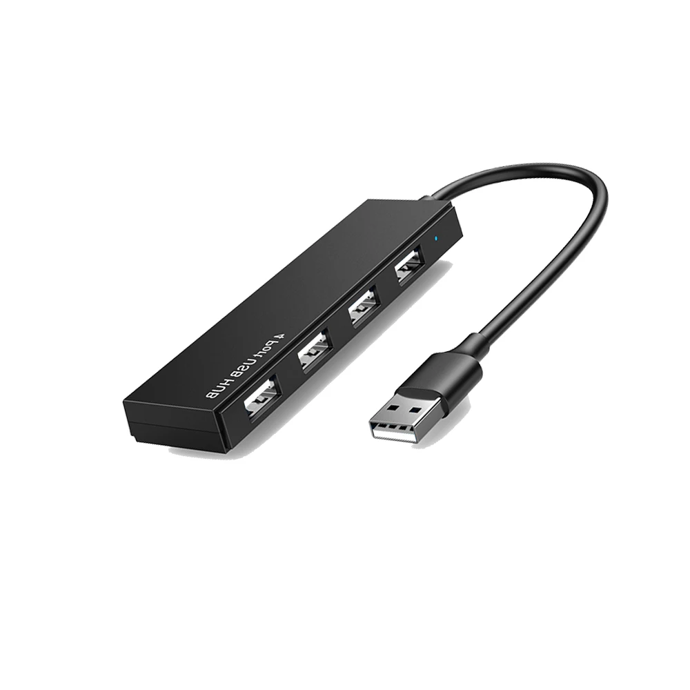 Light Portable Black ABS Case Mini USB Hub 2.0 USB Port Docking Station 480Mbps Transfer Rate for Macbook Laptop