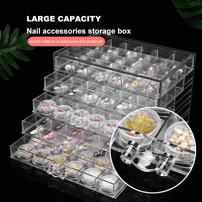 Nail Tool Jewelry Storage Box 120 Grid Acrylic 5-layer Drawer Detachable Other Cosmetics