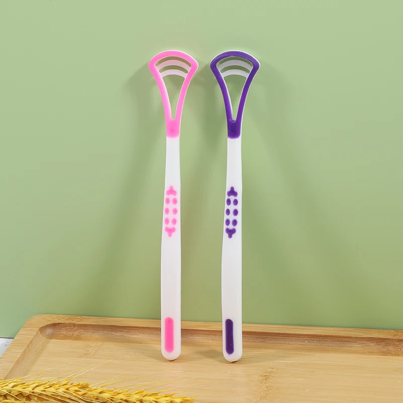 Wholesale Silicone Double Sided Plastic Tongue Cleaning Scraper Oral Care Dental Tongue Cleaner