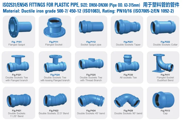 Ductile Iron Loose Flange Fittings Tee/Cross Tee/Bend/Taper/Spigot for PVC pipes