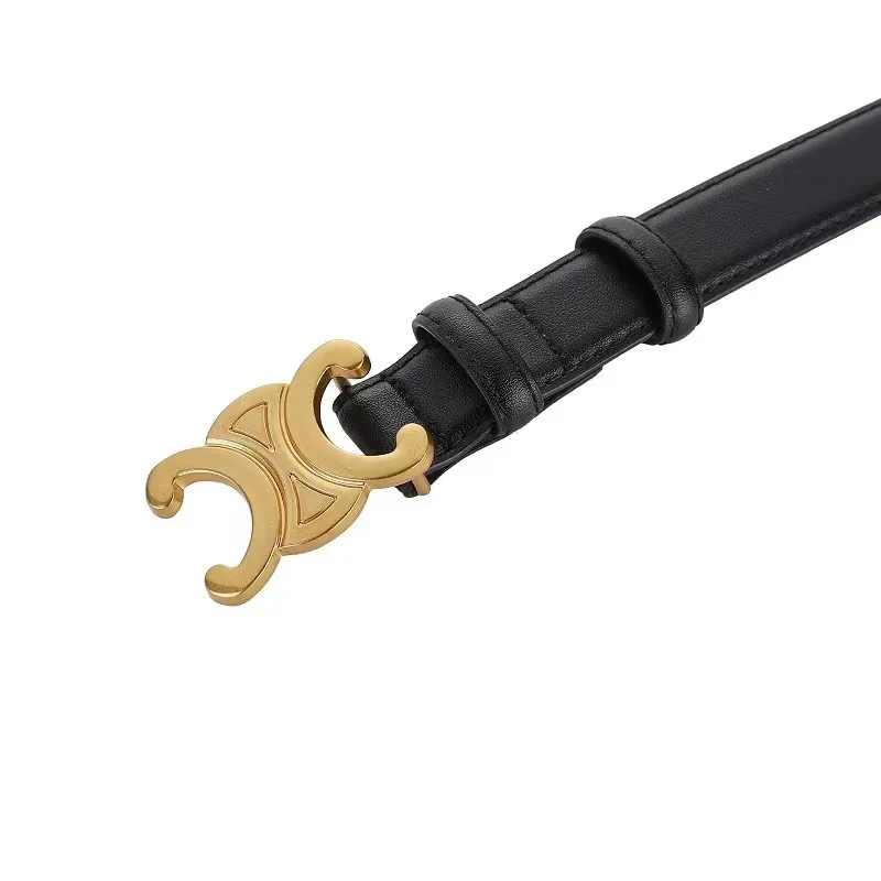 Wholesale Explosive Double C Triumph Belt Smooth Buckle Leather Belt Fashion Leather Thin Belt For Women