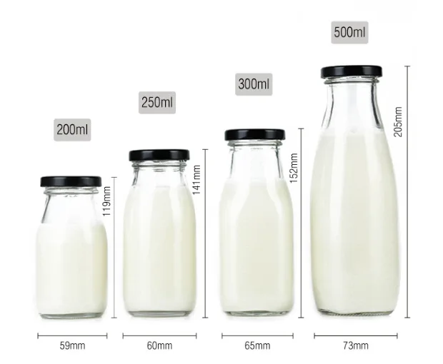 New Design ECO-friendly Milk Glass Bottles For Juice Glass Bottles With Aluminum Lid