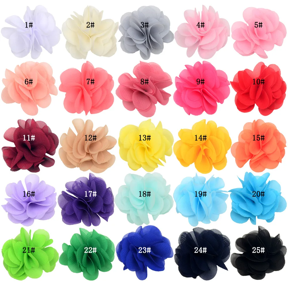 25 colors Factory direct sell chiffon flowers clothing decorative lace Six leaf handmade flowers Garment Shoe Accessory 5cm Size