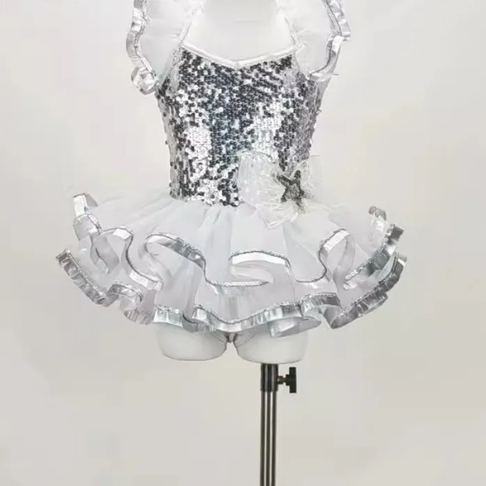 Girls dance dress children performance sequin ballet tutu adult stage party dress kids sleeveless dance costume dress