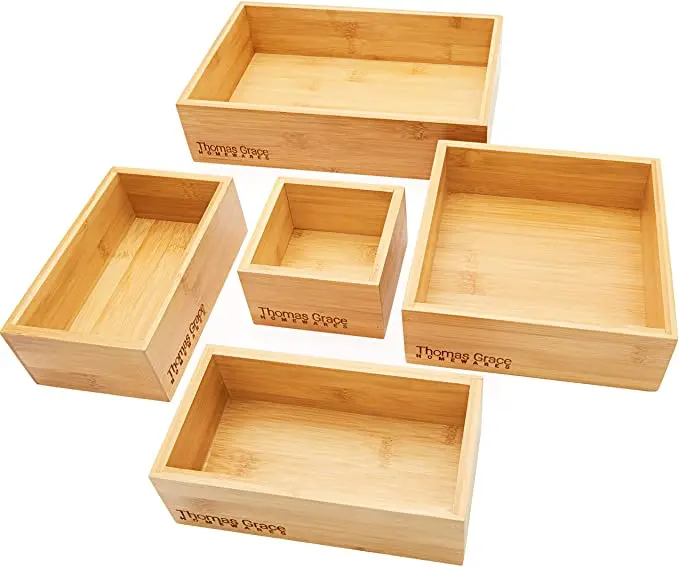 Hot selling natural bamboo drawers in five packs