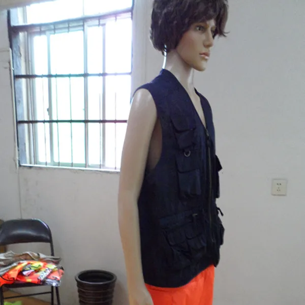 Fishing safety red jacket with multi pockets