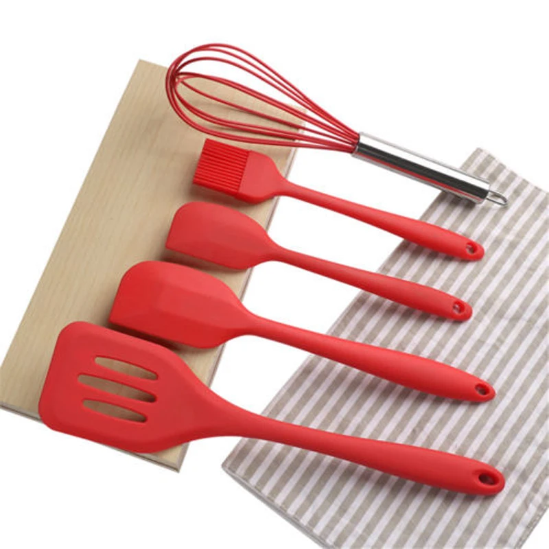 Home And Kitchen Accessories 5pcs Heat Resistant Food Silicone Kitchen Utensils Cheap Cooking Spatula Set