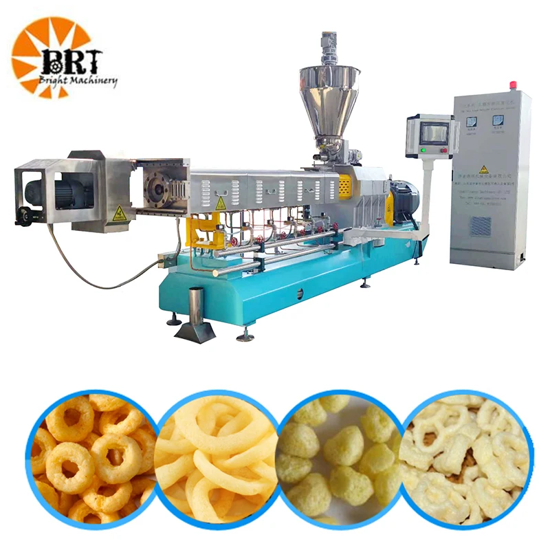 automatic double screw puffed corn snacks making machine plant puff snack food processing line making equipment extruder