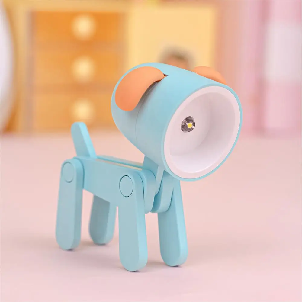 Mini Puppy Table Lamp Cute Head Leg Movable Children Small Gift Night Light Mobile Phone Holder Light