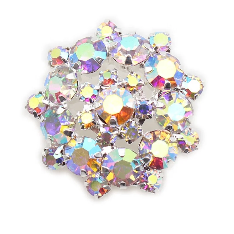 22mm AB color sunflower Round rhinestone Buttons For Clothes Decorative Sewing Buttons