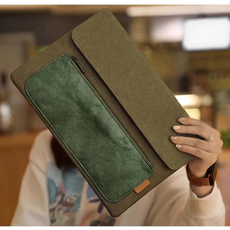 Vintage Quality Leather Laptop Sleeve Custom Washable Kraft Paper Laptop Cover Sleeve For Laptop Tablet