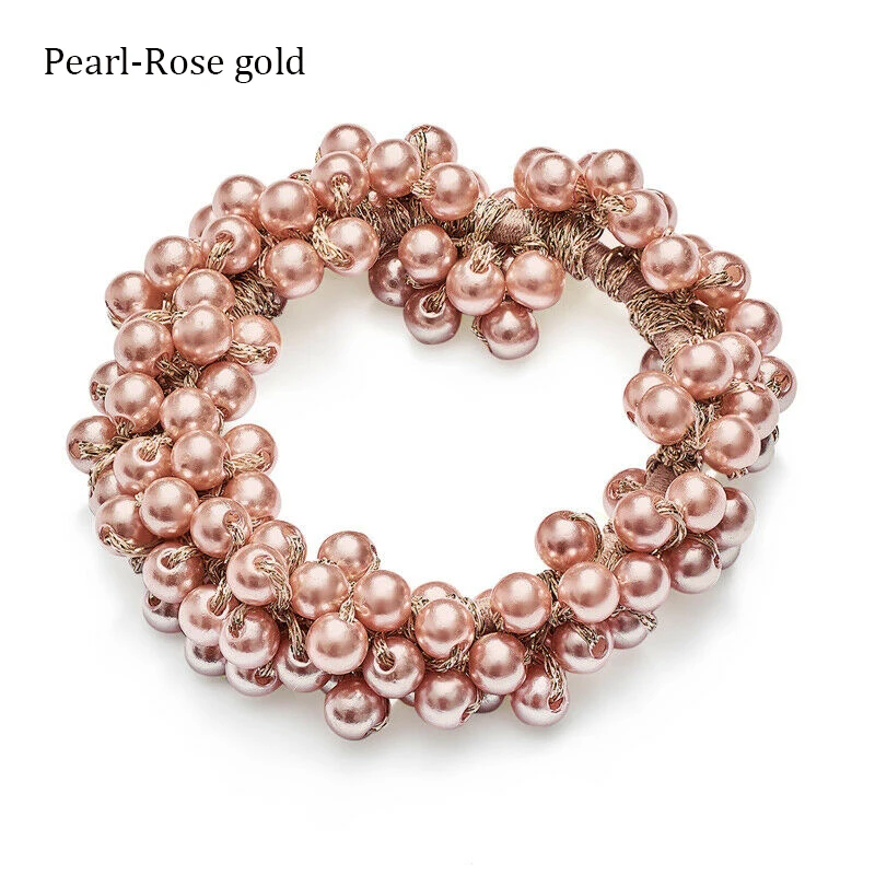 14 Colors Woman Elegant Pearl Hair Ties Beads Girls Scrunchies Rubber Bands Ponytail Holders Hair Accessories Elastic Hair Band