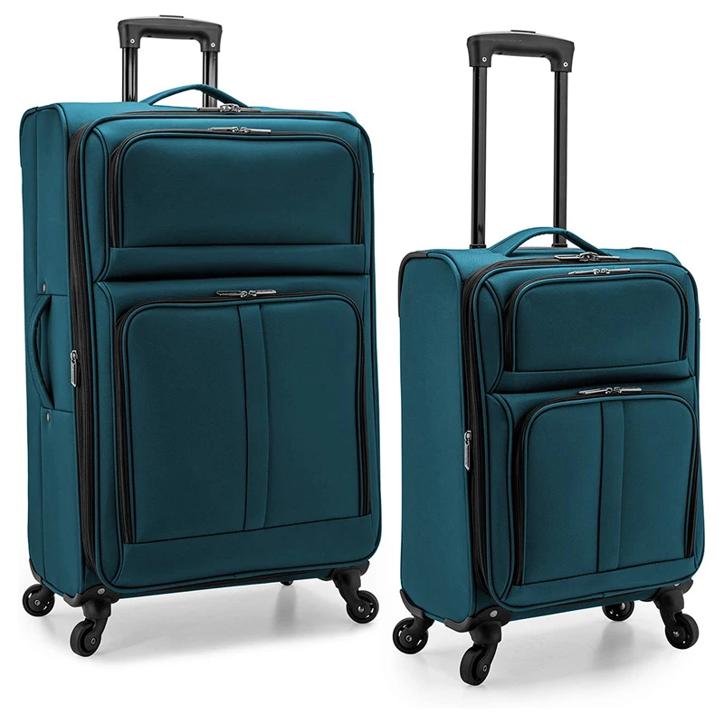 2 Pieces Softside Upright Luggage Set Journey Carry-On Expandable Suitcase Trolley Luggage Set With Spinner Wheels