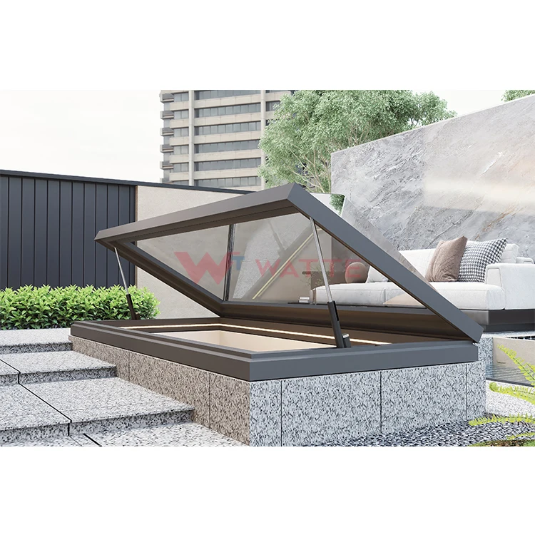 Easy assembly aluminum insulated glass waterproof rooflight electric open residential roof window curb mounted skylight